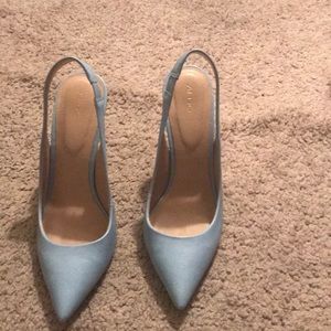 Sky blue sling backs